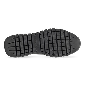 Ecco Gruuv Lace-Up Trainers in black, sole view showing chunky two-way flex rubber outsole with grid-pattern tread