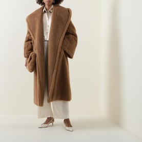 Apogeo Teddy Oversized Hooded Wool Blend Coat