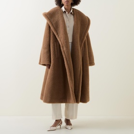 Apogeo Teddy Oversized Hooded Wool Blend Coat