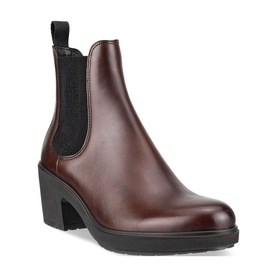 Ecco Metropole Zurich Chelsea Boots in brown leather with elasticised sides, pull tabs, and 55mm block heel with rubber tread sole