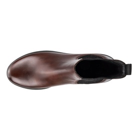 Ecco Metropole Zurich Chelsea Boot in brown leather, top-down view showing elasticised sides and pull tab detail