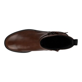 Ecco Met Amsterdam Ankle Boots in brown smooth leather, top-down view showing zip fastening and elastic side panel