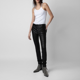 Phlame Crinkled Leather Trousers