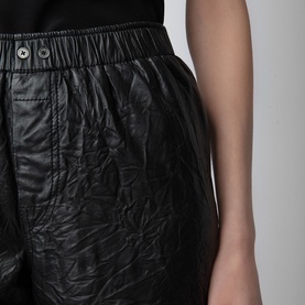 Pax Crinkled Leather Shorts