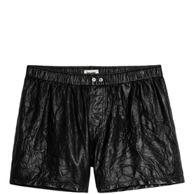 Pax Crinkled Leather Shorts