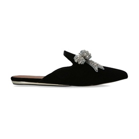 Olive Embellished Bow-Detail Mules