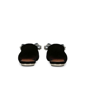Olive Embellished Bow-Detail Mules