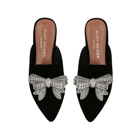 Olive Embellished Bow-Detail Mules