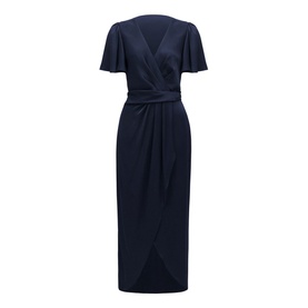 Estelle Satin Flutter Sleeve Midi Dress