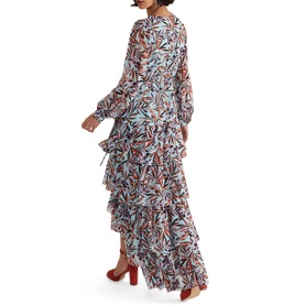 Jade Leaf-Print Tiered Dress