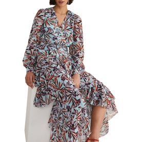 Jade Leaf-Print Tiered Dress