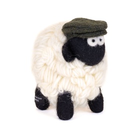 Medium Knitted Sheep with Green Flat Cap