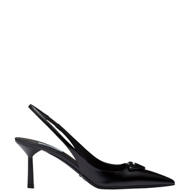 Brushed Leather Slingback Pumps