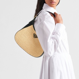 Woven Straw Fabric Leather Shoulder Bag