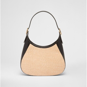 Woven Straw Fabric Leather Shoulder Bag