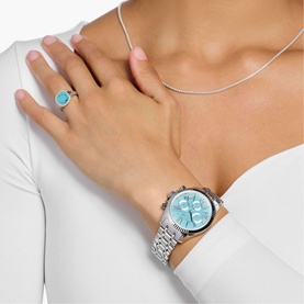 Divine Chrono Stainless Steel Turquoise Watch