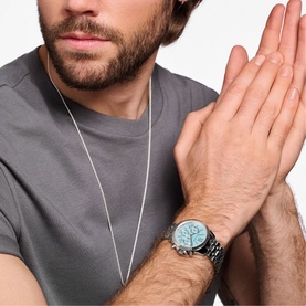 Divine Chrono Stainless Steel Turquoise Watch
