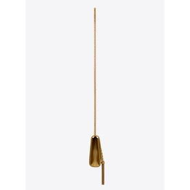 Saint Laurent Kate Small Tassel Satin Shoulder Bag in beige, bronze-toned chain strap with tassel detail, Cassandre logo hardware visible