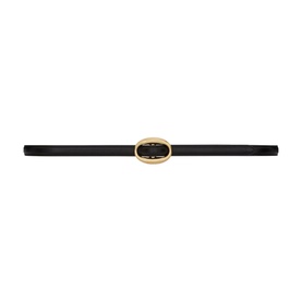 Narrow Oval Buckle Smooth Leather Belt