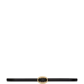 Narrow Oval Buckle Smooth Leather Belt