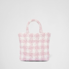 Small Checked Raffia Tote Bag
