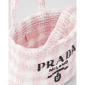 Small Checked Raffia Tote Bag