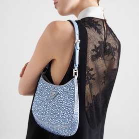 Cleo Satin Crystal Appliqu&eacute; Shoulder Bag