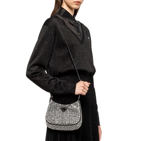 Cleo Satin Appliqu&eacute; Shoulder Bag