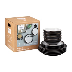 Elements Black 12-Piece Tableware Set