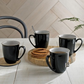 Elements Black Set of Four Coffee Mugs