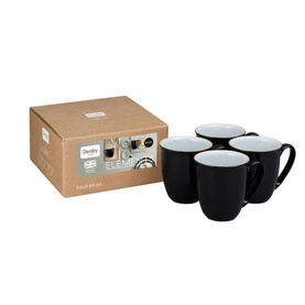 Elements Black Set of Four Coffee Mugs