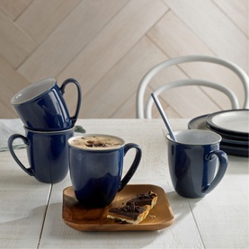 Elements Dark Blue Set of Four Coffee Beaker/Mugs