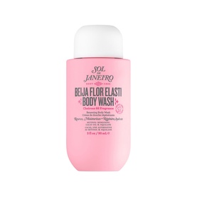 Sol De Janeiro Beija Flor Elasti Body Wash in a pink bottle with white cap, shower gel format