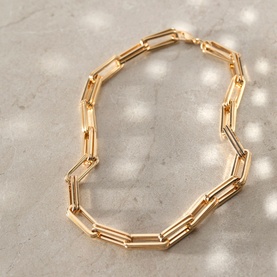 Gold-Tone Square Link Necklace