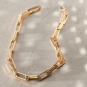 Gold-Tone Square Link Necklace