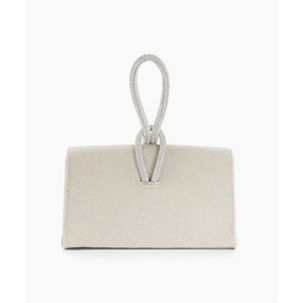 Dune Brynie Diamante-Loop-Handle Grab Bag in metallic with embellished diamante loop top handle and structured silhouette