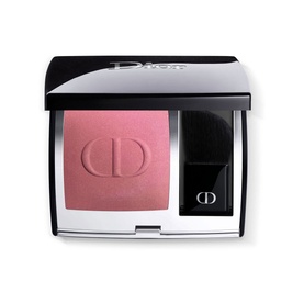 DIOR Rouge Blush Shimmer compact, open lid revealing a pink shimmer powder blush with embossed CD logo and mirror interior