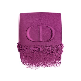 DIOR Rouge Blush Shimmer in deep violet-pink, compact refill pan with embossed CD logo and crushed powder swatch