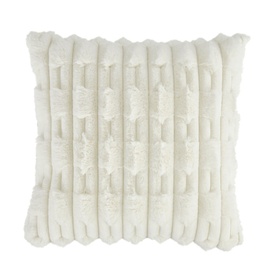 Carved Faux Fur Cushion Cream