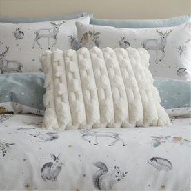 Carved Faux Fur Cushion Cream