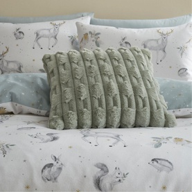 Carved Faux Fur Cushion Sage