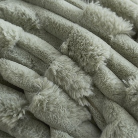 Carved Faux Fur Throw Sage