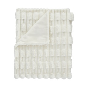 Carved Faux Fur Throw Cream