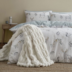 Carved Faux Fur Throw Cream