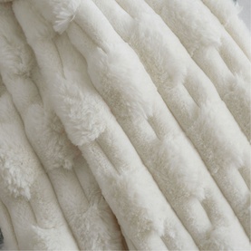 Carved Faux Fur Throw Cream