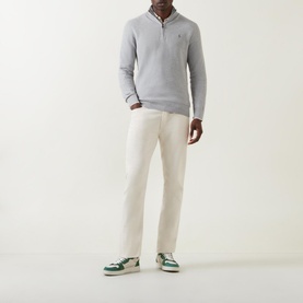 Mesh-Knit Quarter-Zip Sweater