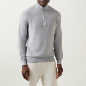 Mesh-Knit Quarter-Zip Sweater