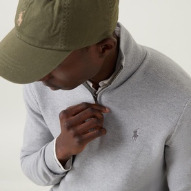 Mesh-Knit Quarter-Zip Sweater