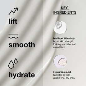 Clinique Smart Clinical Repair Lifting Face & Neck Cream key ingredients graphic: lift, smooth