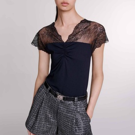 Lace V Neck Top